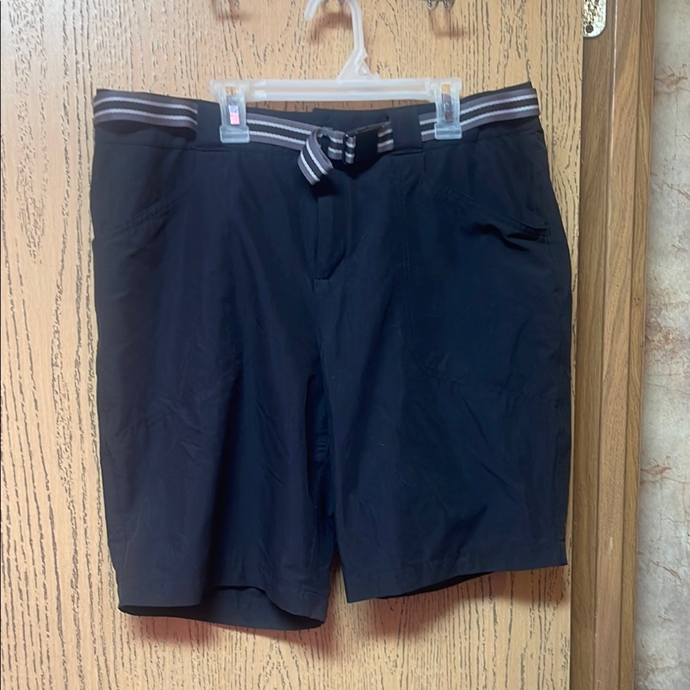 Black Shorts with Striped Belt